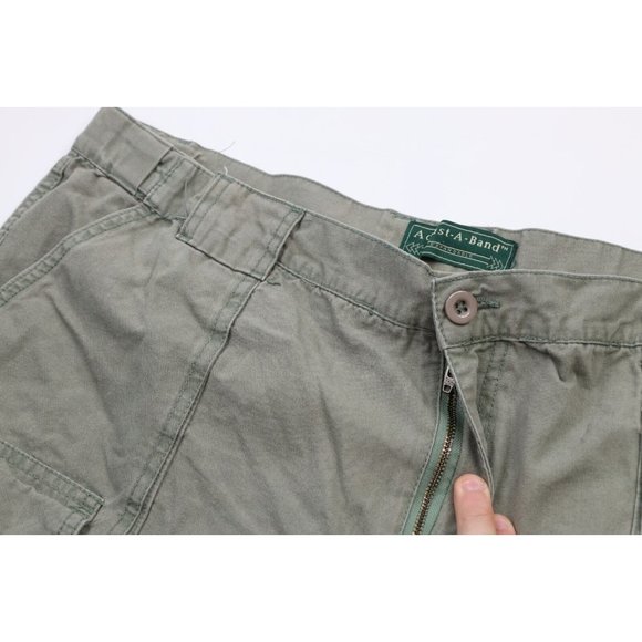 Vintage 90s Streetwear Mens Size 42 Faded Above Knee Cargo Shorts Green Cotton - Picture 5 of 9